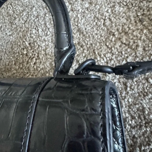 Balenciaga Mini hourglass Shiny Crystal Logo Croc Embossed Calfskin Bag Like new - Picture 2 of 8